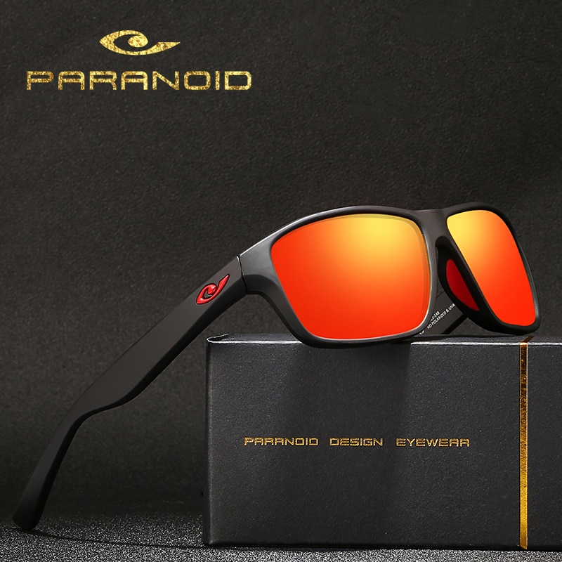 PARANDOID-빈티지 편광 선글라스, 8 가지 색상 모델 P8713, 남성용, 블랙 스퀘어 선글라스